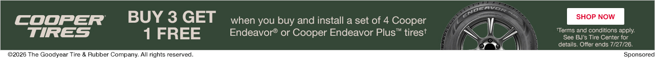 Goodyear. Cooper Tires. Buy 3 get 1 free. Shop now.