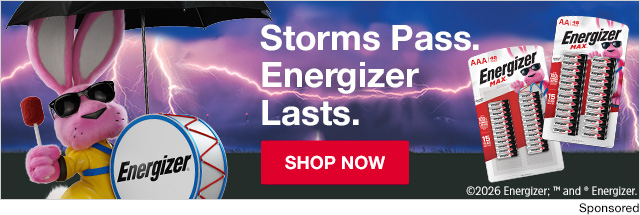 Storms pass. Energizer lasts. Shop now.