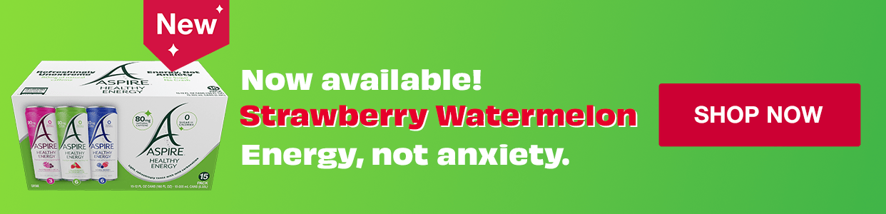Aspire. New flavor Strawberry Watermelon now available. Lightly sparkling, moderately caffeinated. Shop now.