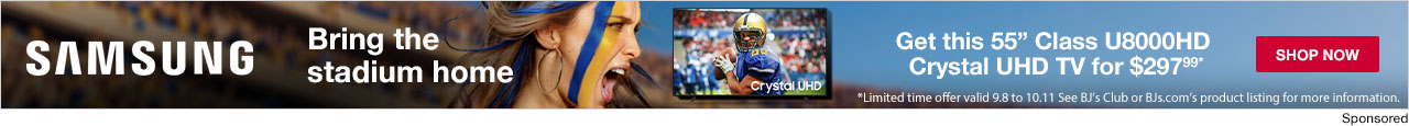 SAMSUNG Get this 55" Class U8000HD Crystal UHD TV for $297.99*