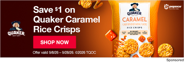Save $1 on Quaker Caramel Rice Crisps