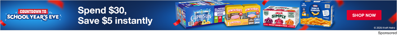 Kraft-Heinz. Spend $30, Save $5 instantly