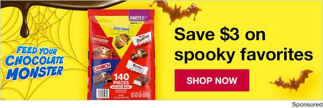 FEED YOUR CHOCOLATE MONSTER, Save $3 on spooky favorites, SHOP NOW