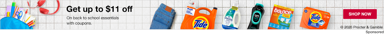 Tide - Get up to $11 off On back to school essentials with coupons.