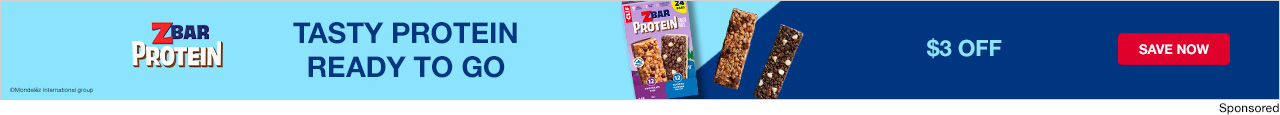 ZBAR PROTEIN. $3 OFF