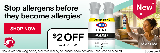 Clorox. Stop allergens before they become allergies. $2 OFF Valid 8/13-9/20. Shop now.