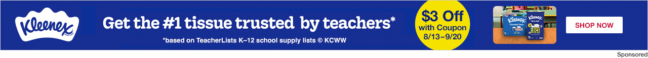 Kleenex. Get the #1 tissue trusted by teachers*