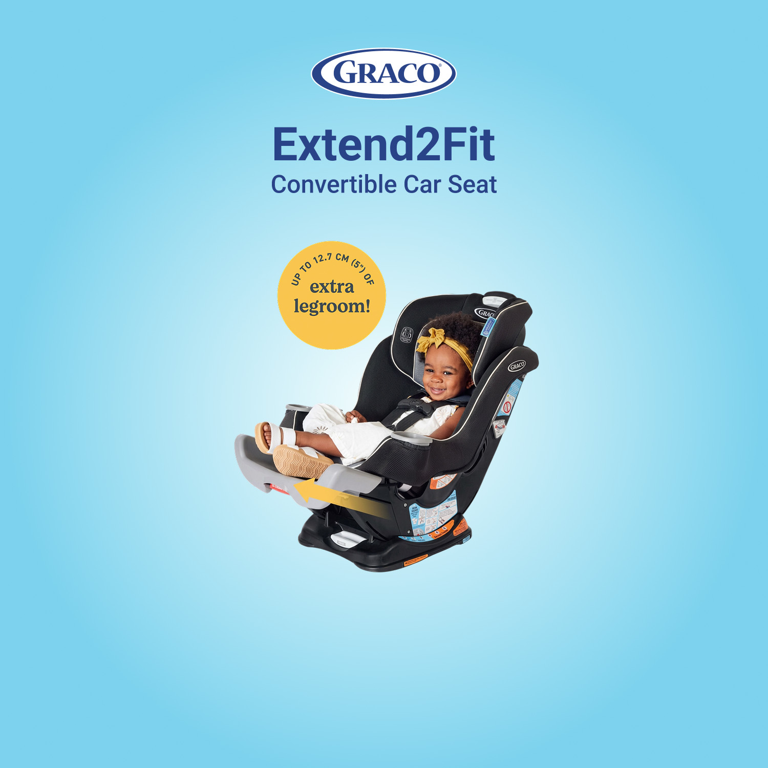 GRACO. Extend2Fit Convertible Car Seat Up to 12.7 cm (5 in) of extra legroom! Shop Now.