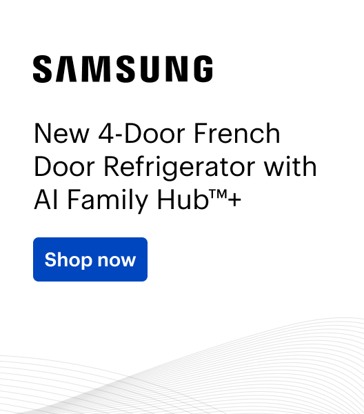 New 4-Door French Door Refrigerator with AI Family Hub™+. Shop now.