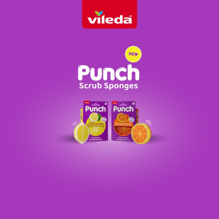 Vileda. Punch Scrub Sponges NEW. Lemony Lime Scent Orange Burst Fresh Scent. Shop Now.