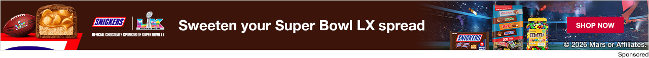 Mars candy. Sweeten your Super Bowl LX spread.