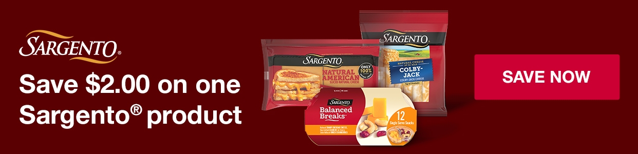 Save $2 on one Sargento Product. Save Now.
