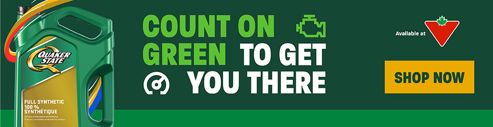 Advertisement. Quaker State. Kilometers in a bottle motor oil. Full synthetic. Available at Canadian Tire. Shop Now.