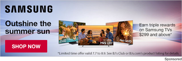 SAMSUNG earn triple rewards on Samsung TVs $299 and above*