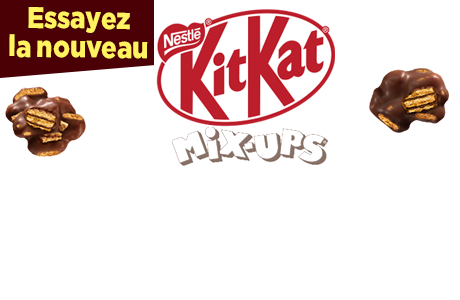 Essayez la nouveau Nestle KitKat Mix-ups, Bouchées chocolatées de KitKat" et de biscuits graham. Faites la pause... KitKat.
