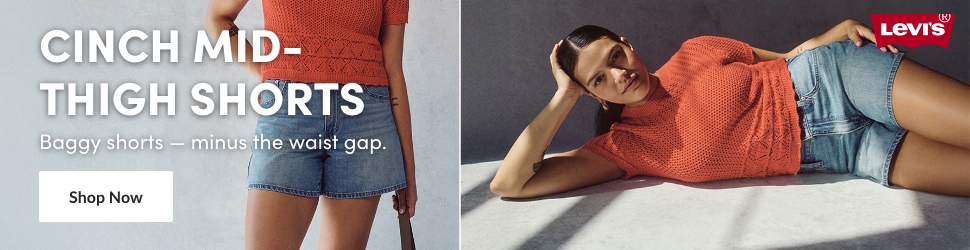 Advertisement. Levi's. Cinch Mid-Thigh Shorts. Baggy shorts - minus the waist gap.