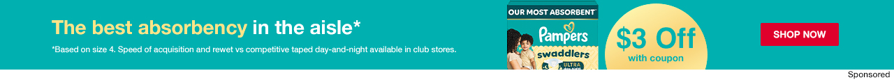 Pampers swaddlers, The best absorbency in the aisle*. $3 Off with coupon. Shop Now