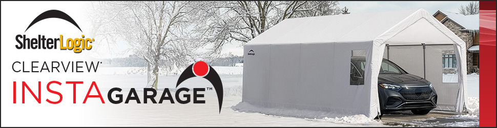 Advertisement. ShelterLogic. CLEARVIEW® INSTAGARAGE®. Une protection durable, prête en quelques minutes. Abri avec véhicule dans la nei