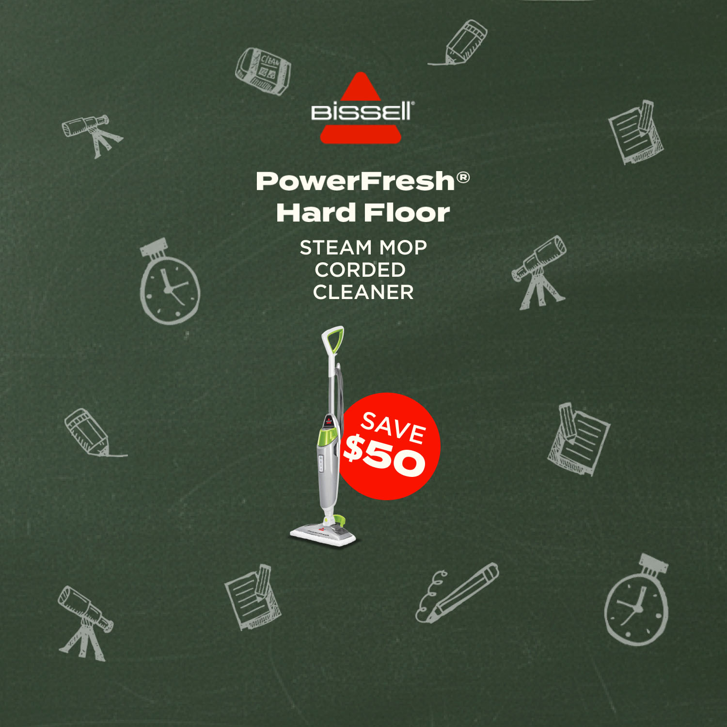 Bissell. PowerFresh® Hard Floor Steam Mop Corded Cleaner. Save $50. Shop Now.