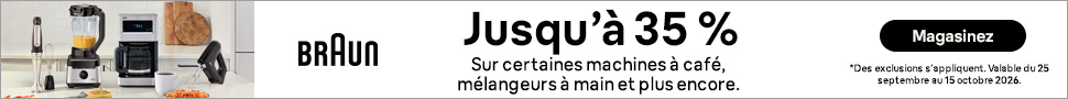 Advertisement. BRAUN Jusqu’à 35 % Sur certaines machines à café, mélangeurs à main et plus encore.Shop Now*Des exclusions s’appliquent.