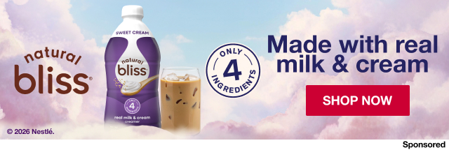 Natural Bliss made with real milk and cream