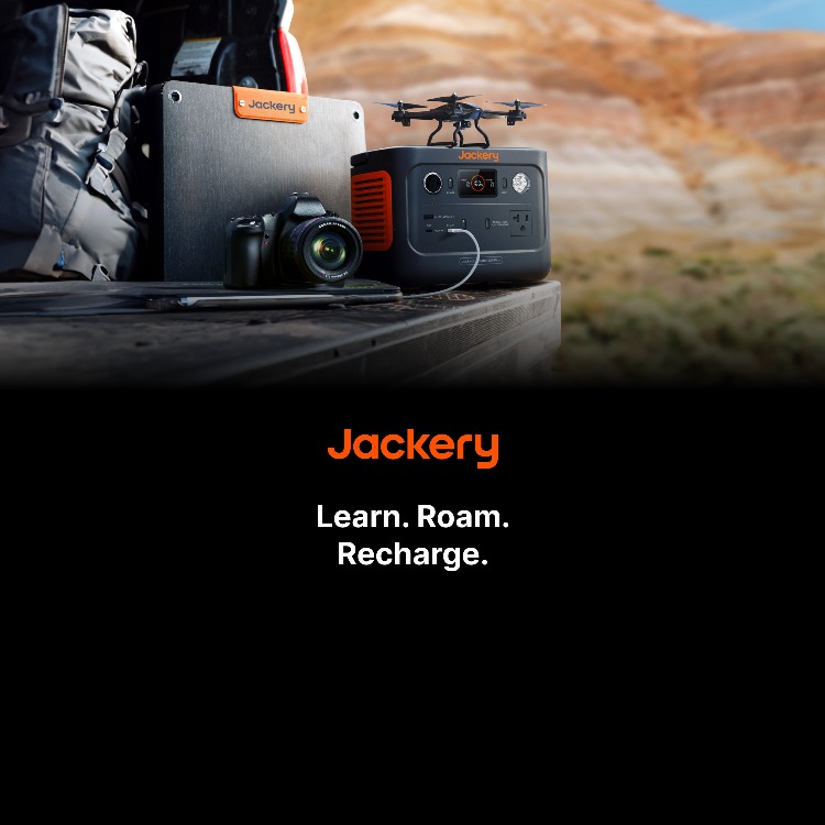 Jackery. Learn. Roam. Recharge. Shop Now.