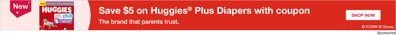 Save $5 on Huggies Plus Diapers with coupon