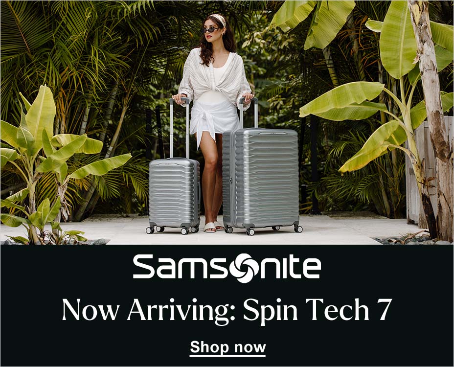 SAMSONITE. NOW ARRIVING: SPIN TECH 7. SHOP NOW.