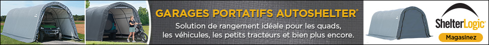 Advertisement. ShelterLogic® GARAGES PORTATIFS AUTOSHELTER® Rangement pour quads, véhicules et petits tracteurs. Magasinez.