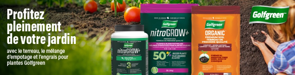 Advertisement. Profitez pleinement de votre jardin. avec le terrau, le melange d'empotage et l'engrais pour plantes golfgreen. 