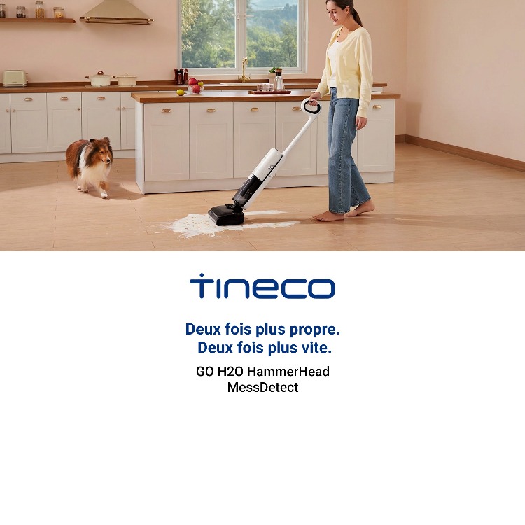 Tineco. Deux fois plus propre. Deux fois plus vite. GO H20 HammerHead MessDetect. Magasinez.