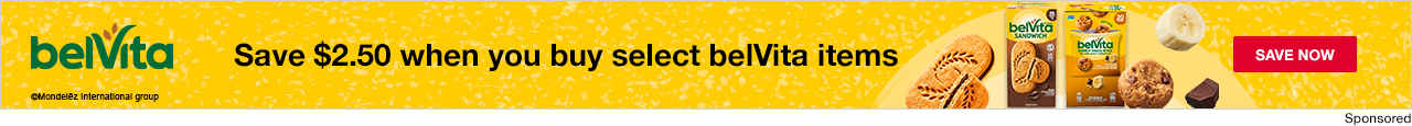 Save $2.50 when you buy select belVita items. SAVE NOW. 