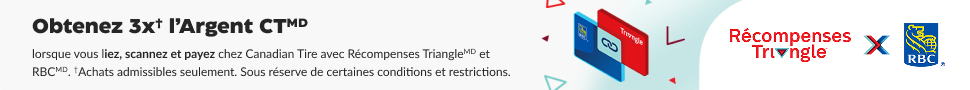 Advertisement. Publicité. Obtenez 3 fois plus d’Argent CT lorsque vous associez, scannez et payez chez Canadian Tire avec Récompenses T