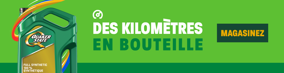 Advertisement. Quaker State. Des kilomètres en bouteille. Offert chez Canadian Tire. Magasinez maintenant.