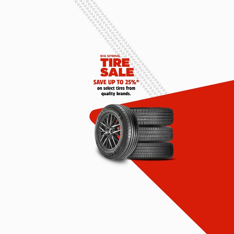 Big Spring Tire Sale. Save up to 25%* on select tires from quality brands.