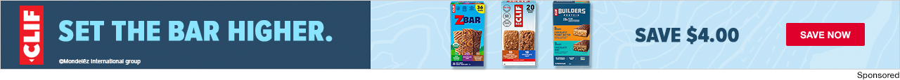 CLIF. Set the bar higher. Save $4.00