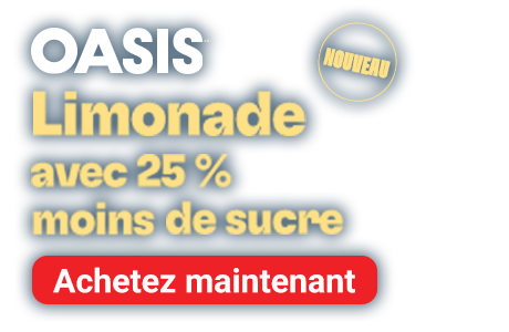 OASIS. Limonade avec 25% moins de sucre