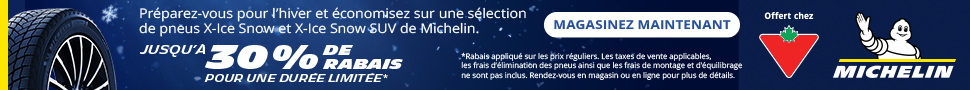 Advertisement. MICHELIN. Économisez jusqu’à 30 % de rabais sur les pneus X‑Ice Snow et X‑Ice Snow SUV. Magasinez maintenant.