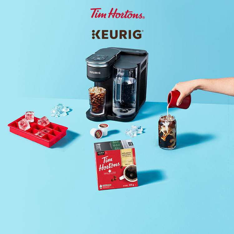 Tim Hortons® ; Keurig® | Frais à votre goût | MAGASINER MAINTENANT | Rafraîchis‑vous avec la cafetière K‑Brew+ChillMC