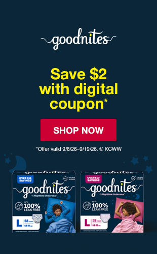 Goodnites. Save $2 with digital coupon*