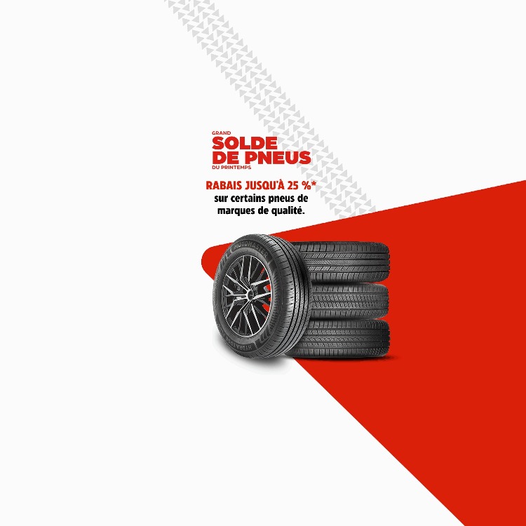 Grand solde de pneus du printemps. Rabais jusqu'à 25 %* sur certains pneus de marques de qualité. 