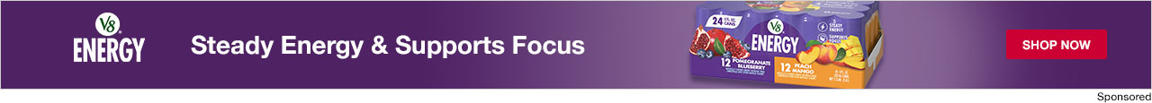 V8 Energy. Steady Energy & Supports Focus