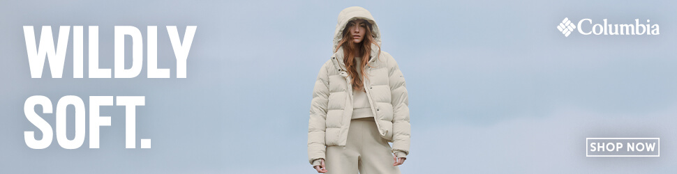 Advertisement. Columbia, Wildly Soft, Amaze Puff, Shop Now
