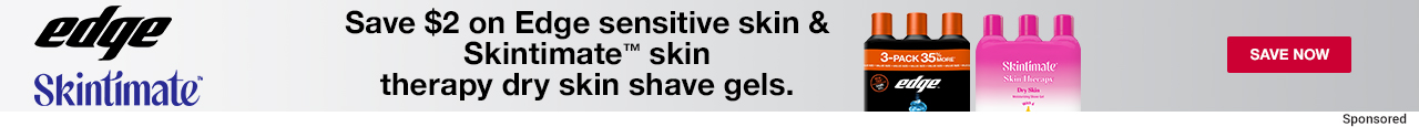 Edge Skintimate. Save $2 on Edge sensitive skin & Skintimate™ skin therapy dry skin shave gels. SAVE NOW  