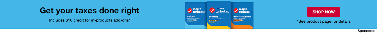 Get your taxes done right, Includes $10 credit for in-products add-ons*, Shop Now
