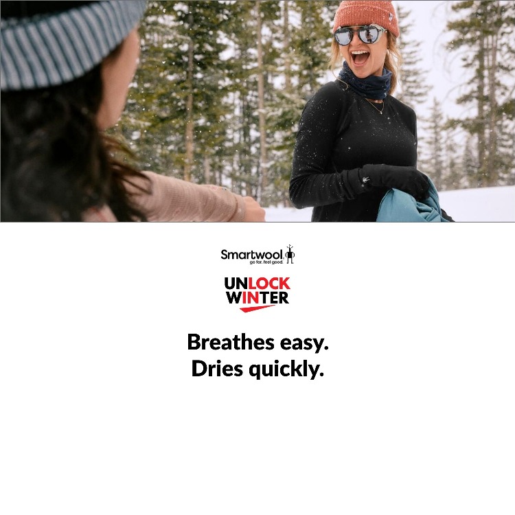 Smartwool, Breathes easy. Dries quickly., Shop Now, Unlock Winter