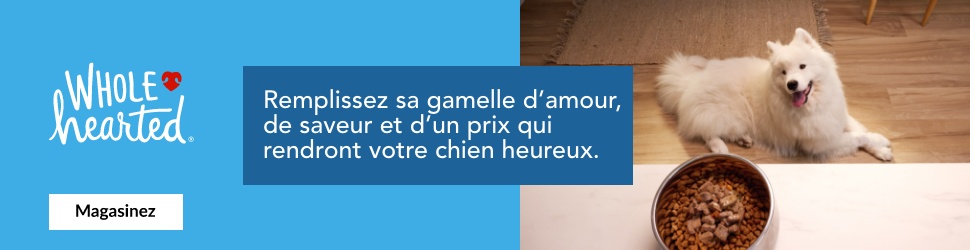 Advertisement. WholeHearted. Remplissez sa gamelle d’amour, de saveur et d’un prix qui rendront votre chien heureux.