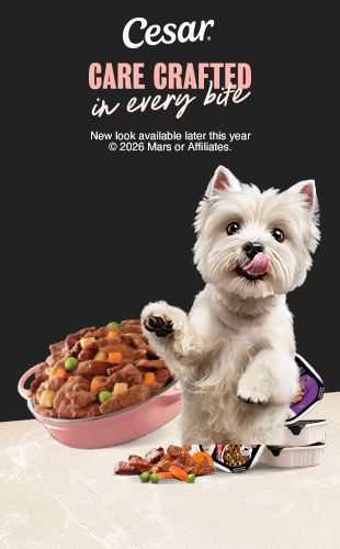 Cesar, CARE CRAFTED in every bite. New look available later this year © 2026 Mars or Affiliates.