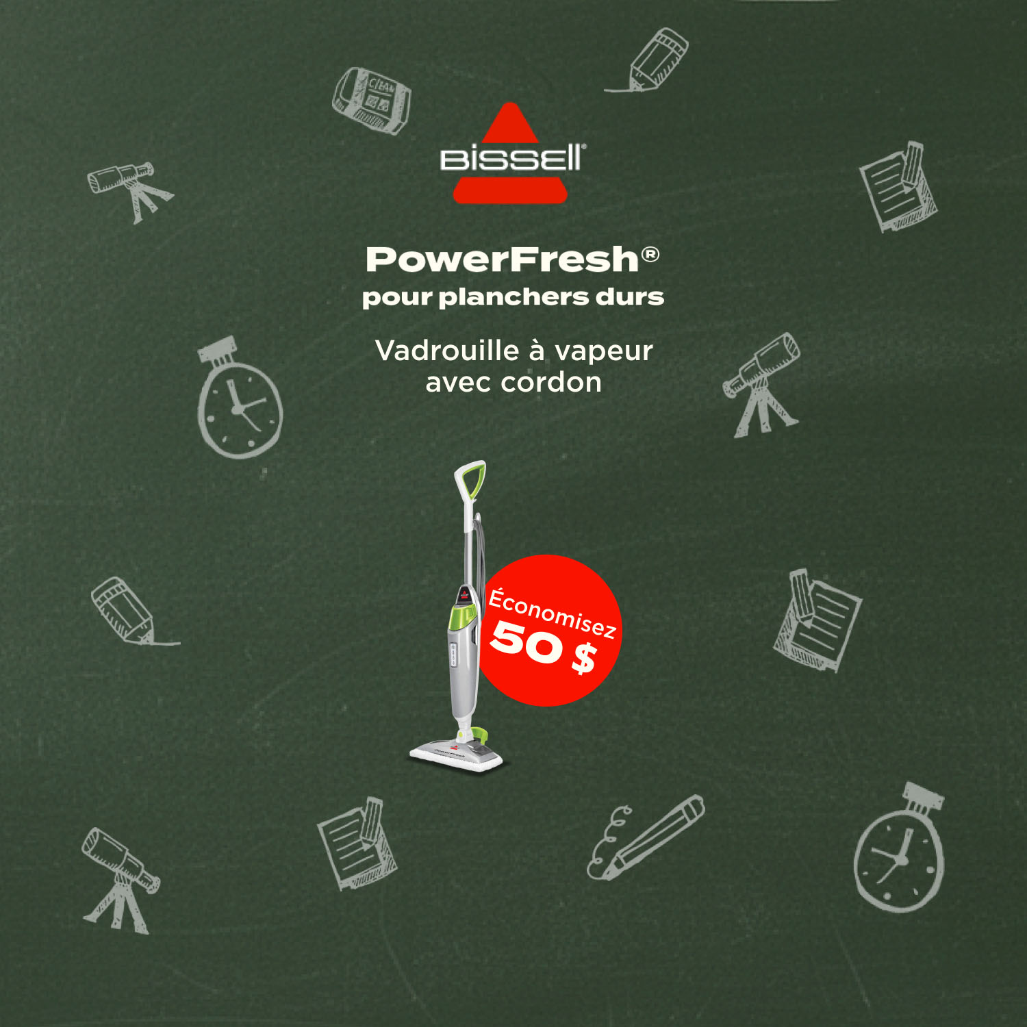 Bissell. PowerFresh® pour planchers durs, vadrouille à vapeur avec cordon. Économisez 50 $. Magasinez.