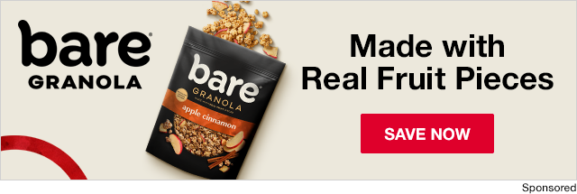 bare granola. made with real fruit pieces